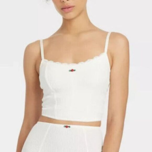 Colsie White Scalloped Crop Top bralette size L EUC - Picture 1 of 4